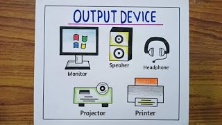 How to Draw Output Device  How to Draw Output Device Of Computer  Computer Parts Drawing [upl. by Belanger478]