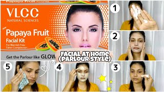 VLCC Papaya Fruit Facial kit Step by stepFacial at Home Parlour styleVLCC Facial kit Review [upl. by Rist]