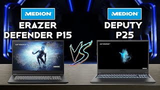 ERAZER Defender P15 vs Deputy P25 Review Two Medion Laptops Head to Head Comparison [upl. by Atoiganap229]