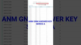 ANM GNM SERIES A OFFICIAL ANSWER KEY 2024।ANM GNM RESULT 2024 [upl. by Ten]