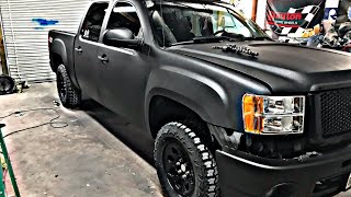 BEDLINER PAINT JOB ON THE NEW 4x4 SILVERADO HUNTING TRUCK BUILD [upl. by Nerraw]