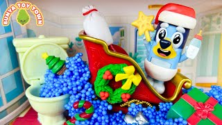 Baby Bluey Blocks the Toilet on Christmas 🎄🚽  Pretend Play Bluey Toys [upl. by Airotal]