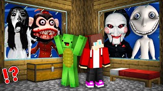 JJ and Mikey HIDE From Scary MONKEYEXE Window Man BILLY SAW SAMARA At Night in Minecraft Maizen [upl. by Sunderland]