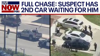 POLICE CHASE Attempted murder suspect switches cars during wild pursuit in LA  LiveNOW from FOX [upl. by Mathur]