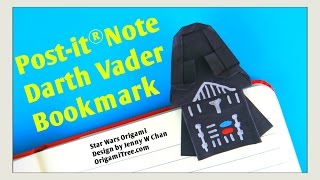 Star Wars Crafts  Star Wars Origami Darth Vader Bookmark Craft  Post it® Note Paper Crafts [upl. by Nylcaj]