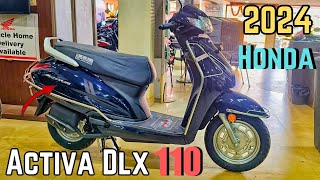 Honda Activa Dlx  2024 E20 model dark blue New features OBD2 fi Price mileage review activa [upl. by Ojeillib]