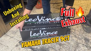 Yamaha tracer 9gt Unboxing LeoVince LV race exhaust amp installing [upl. by Lyell]