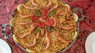 Païla espagnol au poulet et au fruit de mer🍗🦐بايلا بالطريقة الإسبانية الحقيقية بالدجاج و فواكه البحر [upl. by Novahs]