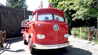 Red The Fire Truck Meet amp Greet in Cars Land at Disney California Adventure Disneyland Resort [upl. by Ydneh]