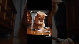 Sad story cat broke glass meowingtv aicatstories aicatshorts aicatsinging cuteanimals meowtv [upl. by Alisia]