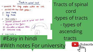 Tracts in spinal cord types of tracts in cns types of ascending tract [upl. by Enelam763]