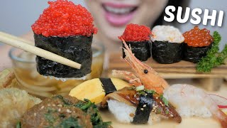 SUSHI ASMR Assorted Nigiris GoMae with Tempura Udon Noodles NO TALKING Eating Sounds  NE [upl. by Aloysia]