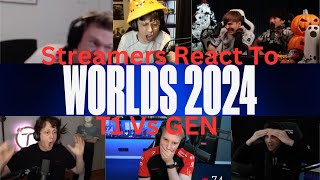 Streamers React to the GREATEST Series Ending Teamfight at Worlds 2024 Day 20 [upl. by Ellenig]