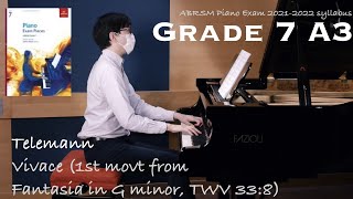 Grade 7 A3  Telemann  Vivace TWV 338 1st movt  ABRSM Piano Exam 20212022  Stephen Fung 🎹 [upl. by Aenotna]