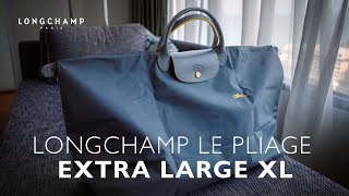 Longchamp le pliage XL travel bag What can fit in How big is it 4K [upl. by Ydnarb803]