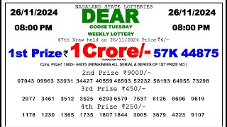 Dear Lottery Sambad 0800pm 261124 Night Result Pdf Download [upl. by Zetnwahs]