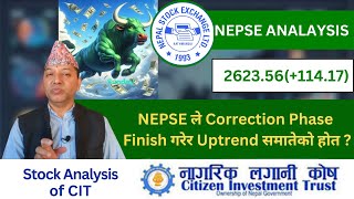 NEPSE Technical AnalysisNEPSE UpdateNEPSE Chart AnalysisCIT Analysis Raju Paudel [upl. by Yerga]