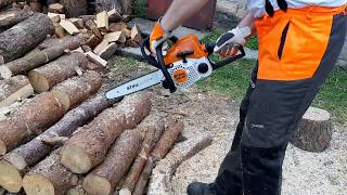 Chainsaw STIHL MS180 VS Chainsaw Husqvarna 120 Mark II NEW Models 2019 [upl. by Sauncho]