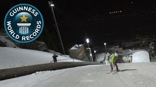 Fastest backwards skiing downhill  Video of the Week 20th June  Guinness World Records [upl. by Maice]