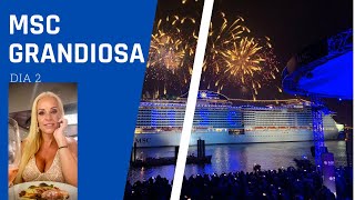 MSC GRANDIOSA  DIA 2 PRECIOS BEBIDAS CENA DE GALA CON EL CAPITAN Y DISCOTECA SILENCIOSA [upl. by Onaireves]