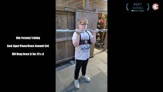 Kids Personal Training Back Squat PauseBraceVacuum 5x5 amp RDX Bicep Brace Ez Bar 21s x3 [upl. by Eenolem587]