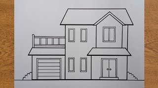 How to Draw a House for Beginners  Easy House Drawing [upl. by Haldes]