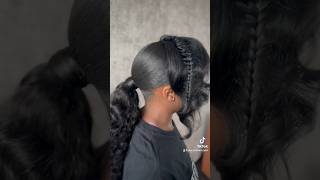 Extended curly ponytail with bang and fishtail butterfly braid hairstyle ponytail sidepart [upl. by Nnairda]