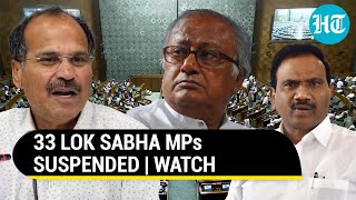 Watch Adhir Chowdhury 32 Other MPs Suspended From Lok Sabha  Parliament Security Breach [upl. by Anahpos679]