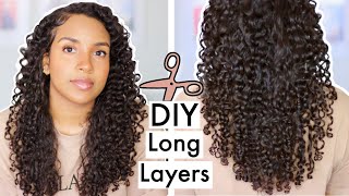 How I Cut amp Layer My Curly Hair At Home  DIY Long Layers Haircut for Curly Hair [upl. by Peursem46]