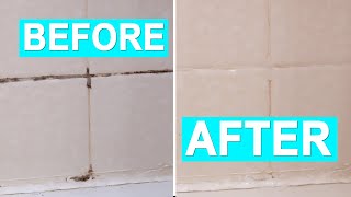 How to Clean Black Moldy Shower or Kitchen Tile and Silicone Caulking  Two Methods No Scrubbing [upl. by Tnek543]