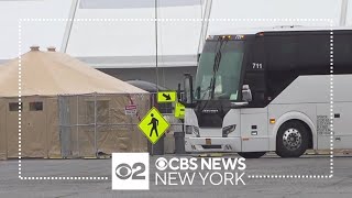 Migrants evacuated from Floyd Bennett Field shelter ahead of storm [upl. by Supen]