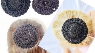 Crochet hair bun net ballet band mini snood cover ballerina  mini redecilla de cabello a croche [upl. by Horvitz]