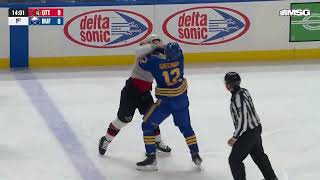 Jordan Greenway lays a shoulder check on Tim Stützle and Brady Tkachuk drops the gloves in response [upl. by Relly]