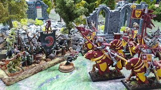 Orcs and Goblins vs Bretonian Knights Warhammer Old World battle report [upl. by Muna32]