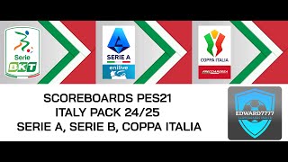 Italy pack 2425 scoreboards Serie A Serie B Coppa Italia for Pes21FL read description [upl. by Reffinnej516]