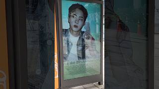 BTS JIN Awake and The Astronaut Anniversary Ads outside HYBE bts jin shorts [upl. by Kirkwood]