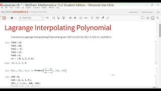 Lagrange Interpolating Polynomial in Mathematica [upl. by Notgnirrac402]