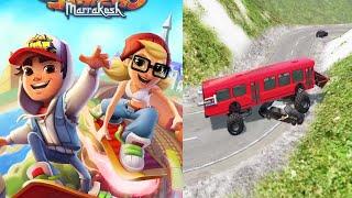 Subway Surfer Run  Car BeamNg Blue Red Modify Big Tire Crash Fun  Android Play  Mobile Play [upl. by Emia237]