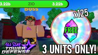 3 Units Beating LEGENDARY Zone Raid FREE 125 Stardust  All Star Tower Defense Roblox [upl. by Nairdad]