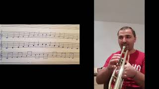 Tutorial Lecția nr2 de trompetă Gama Do Major și gama la minor Melodia Coasa Trumpet [upl. by Wulfe]