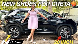 INSTALLING UNIQUE ALLOYS amp TYRES IN OUR CRETA  सबसे अलग बना दी 😎 [upl. by Yci]