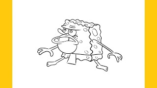 How to draw Caveman Spongebob Meme with guidelines step by step Spongebob SquarePants [upl. by Nyladnewg]