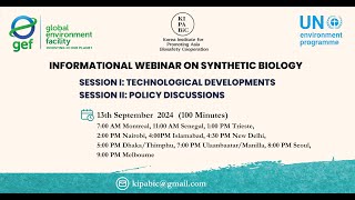 Informational Webinar on Synthetic Biology Technological Developments and Policy Discussions [upl. by Loren]