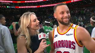 Everybody on Boston is a THREAT  Steph Curry talks Warriors win over Celtics  NBA on ESPN [upl. by Aicargatla]