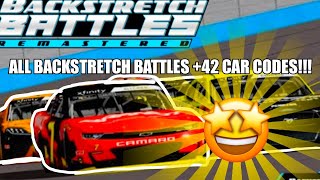 ALL BACKSTRETCH BATTLES 42 CAR CODES Roblox [upl. by Goober676]