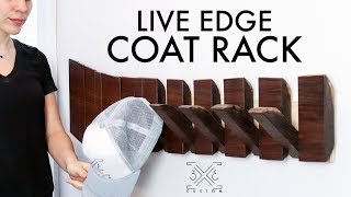 Live Edge Piano Hinge Coat Rack  DIY  Modern  Woodworking [upl. by Lulita]