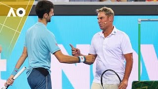 Novak Djokovic faces the king of spin Shane Warne [upl. by Hennahane299]