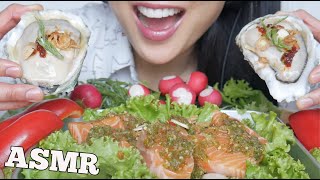 ASMR SPICY RAW OYSTER  SALMON SASHIMI EATING SOUNDS NO TALKING  SASASMR [upl. by Butte]