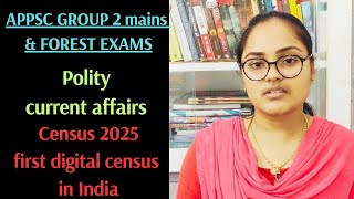 census 2025  polity current affairs appsc group 2 mainsforest exams appsc appscgroup2 polity [upl. by Pena]