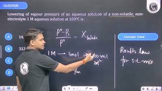 Lowering of vapour pressure of an aqueous solution of a nonvolatile nonelectrolyte \1 M\ aqu [upl. by Notgnirrab]